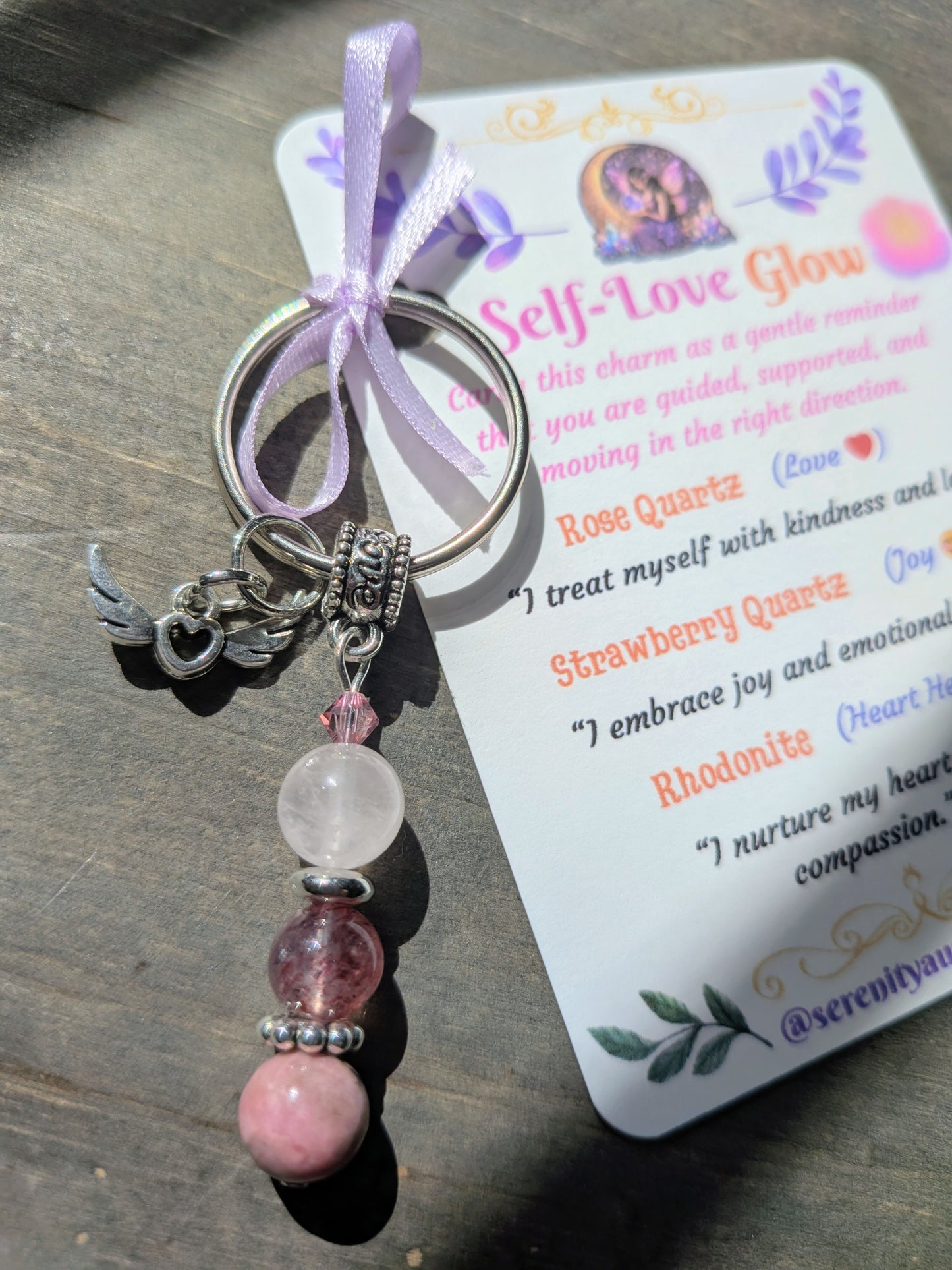 Self-Love Glow Crystal Keychain