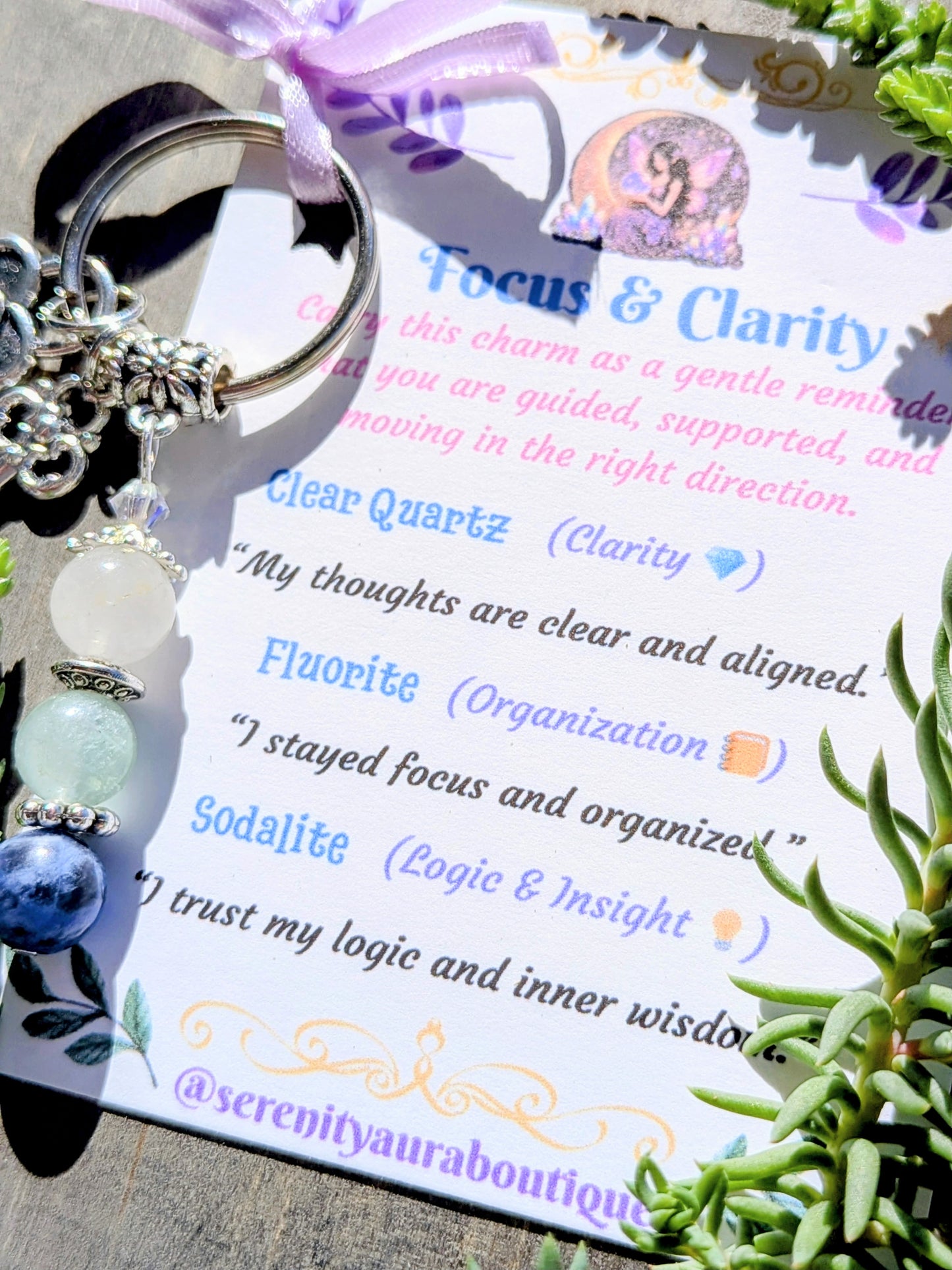 Focus and Clarity Crystal Keychain