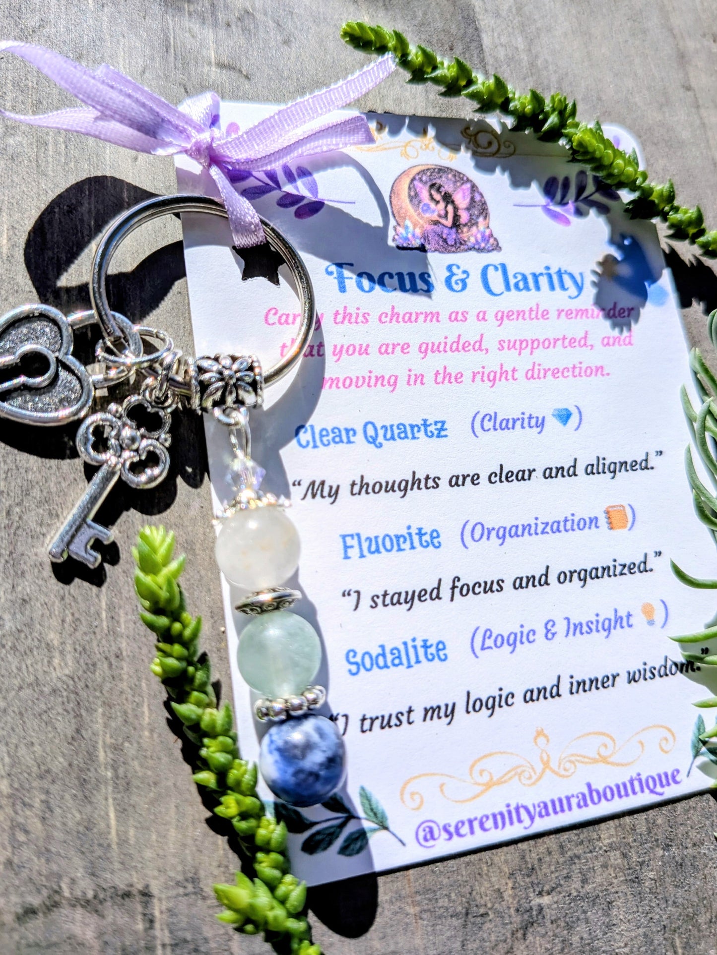 Focus and Clarity Crystal Keychain